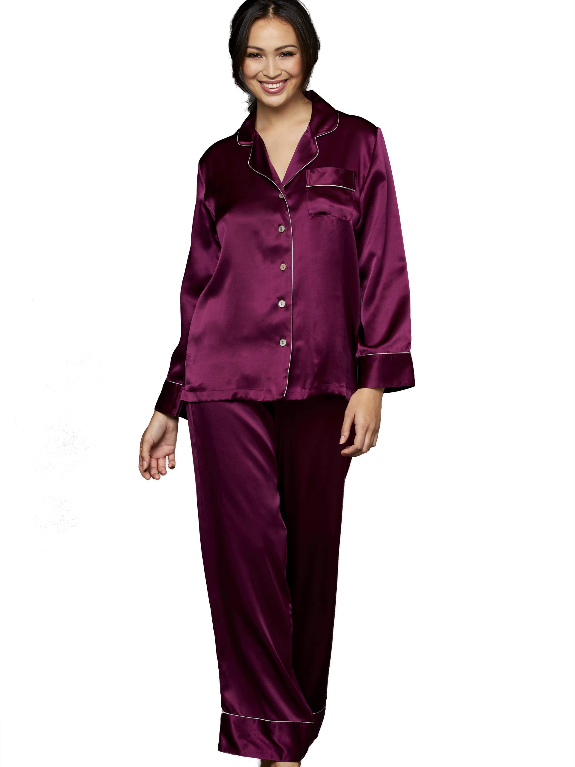 Julianna Rae Women's 100% Pure Silk Pajama Set - Relaxed Fit Sleepwear, Paradise Found Collection - Soft & Breathable for Comfortable Night Sleep, Lounge Wear & Gift Idea