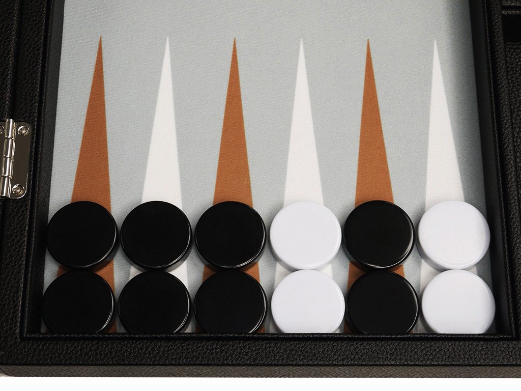 Premium 16-inch Backgammon Set with Black Board & White/Rum Points - Medium Size Travel Game for Adults, Family Game Night, Casino-Themed Parties & Home Decor