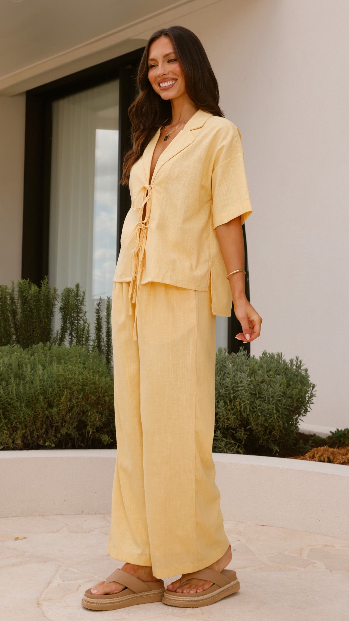 Lexi Linen Pants for Women - Soft Baby Yellow Summer Casual Trousers | Perfect for Beach, Vacation & Relaxing Outfits