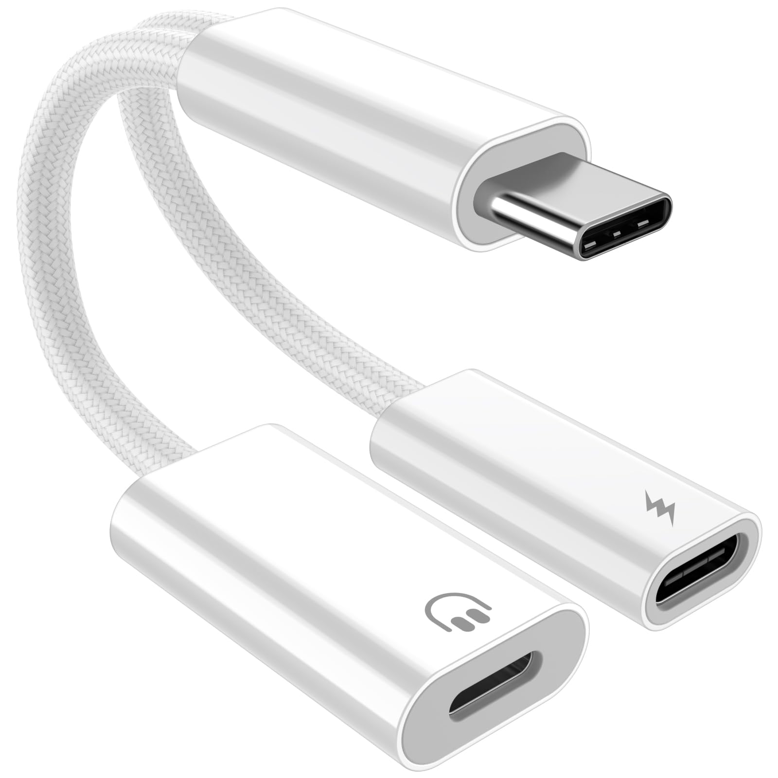 MFI Certified USB C to Lightning Adapter 27W PD Fast Charger for iPhone 15 Pro Max/Plus & iPad 10/Pro/Mini 6 - Nylon Braided Type-C Splitter with Audio Dongle & Headphone Adapter | Perfect for Travel, Office & Car Charging