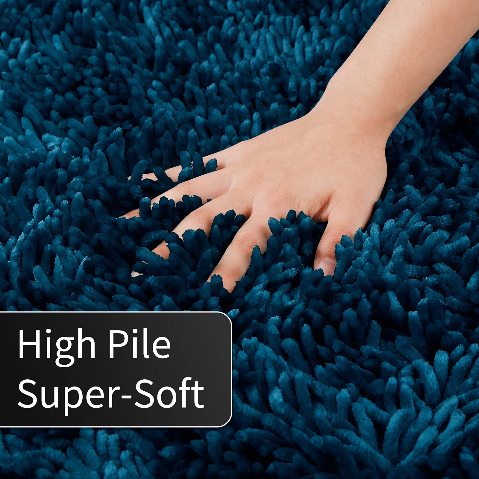 Premium Soft Shaggy Bath Mat 36x24 Inch - Ultra Absorbent Non-Slip Bathroom Rug, Quick Dry Machine Washable Microfiber Shower Mat for Bath Tub Floor - Navy Blue - Perfect for Spa-Like Bathroom Comfort & Safety