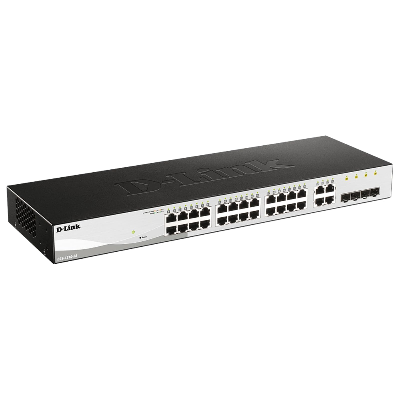 DGS-1210-28 28-Port Gigabit Smart Managed Switch | 24 Ethernet + 4 SFP Ports | Layer 2+ | VLAN Support | Network Cable Tester | Web Management | Rack Mountable | Silent Fanless Design | NDAA Certified | Lifetime Warranty | Ideal for Office Networks, Data Centers & Home Labs