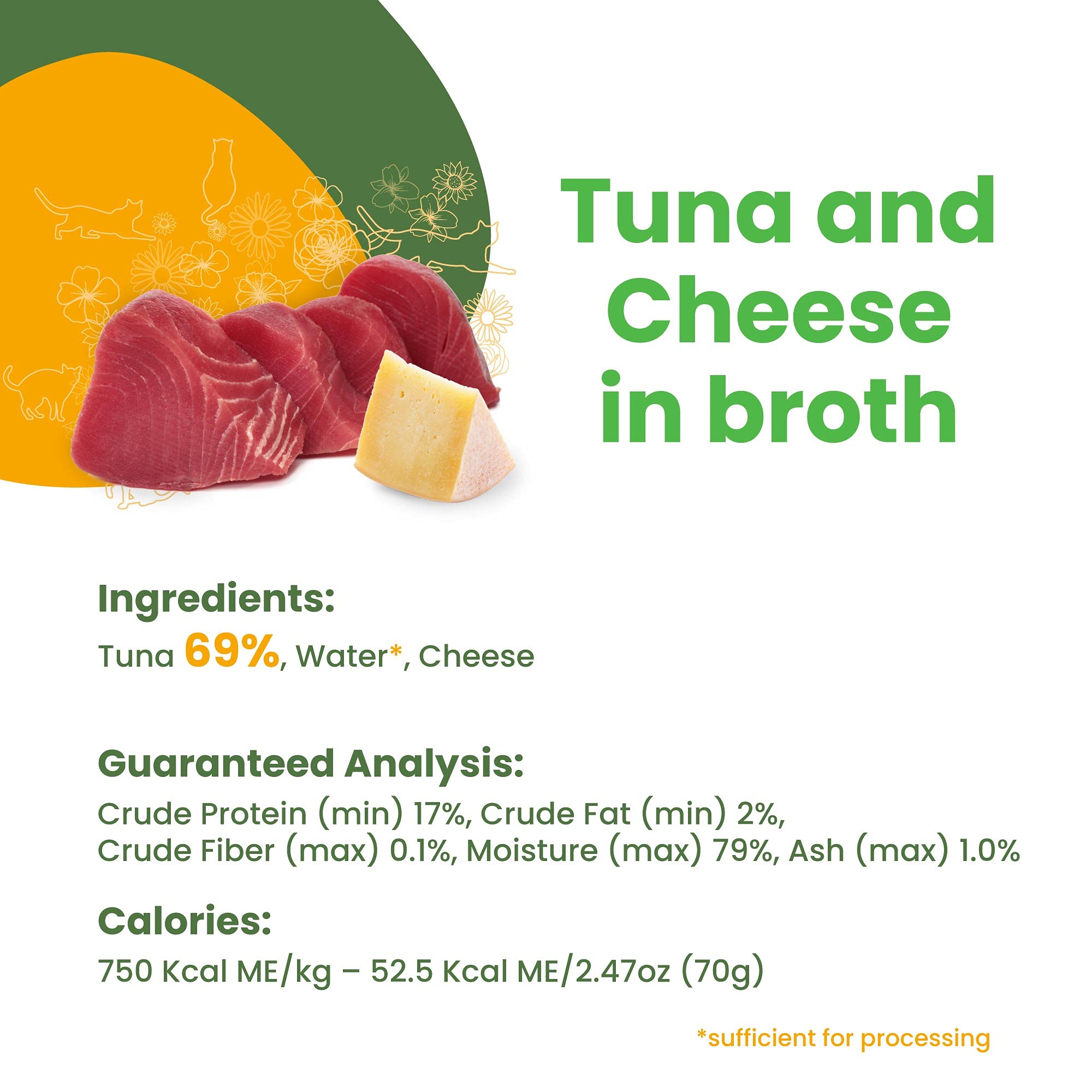 Almo Nature HQS Natural Tuna & Cheese in Broth Grain-Free Wet Cat Food - Additive-Free Shredded Recipe for Adult Cats (24 x 2.47oz Cans) - Perfect for Picky Eaters & Sensitive Stomachs