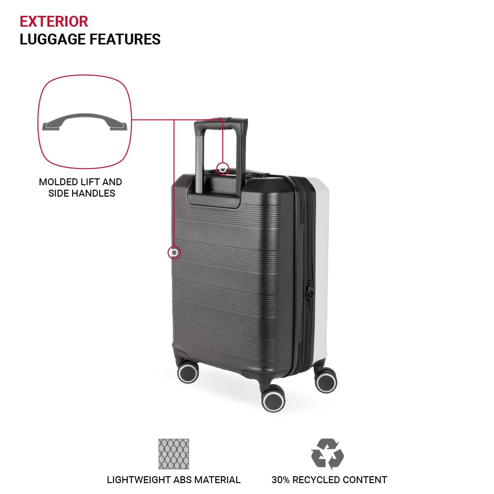 SwissGear Duet Hardside Expandable Luggage Set with 360° Spinner Wheels (3-Piece, 19/24/28 Inch) - Lightweight Grey/Black Suitcase for Travel | Perfect for Business Trips, Vacations & International Travel