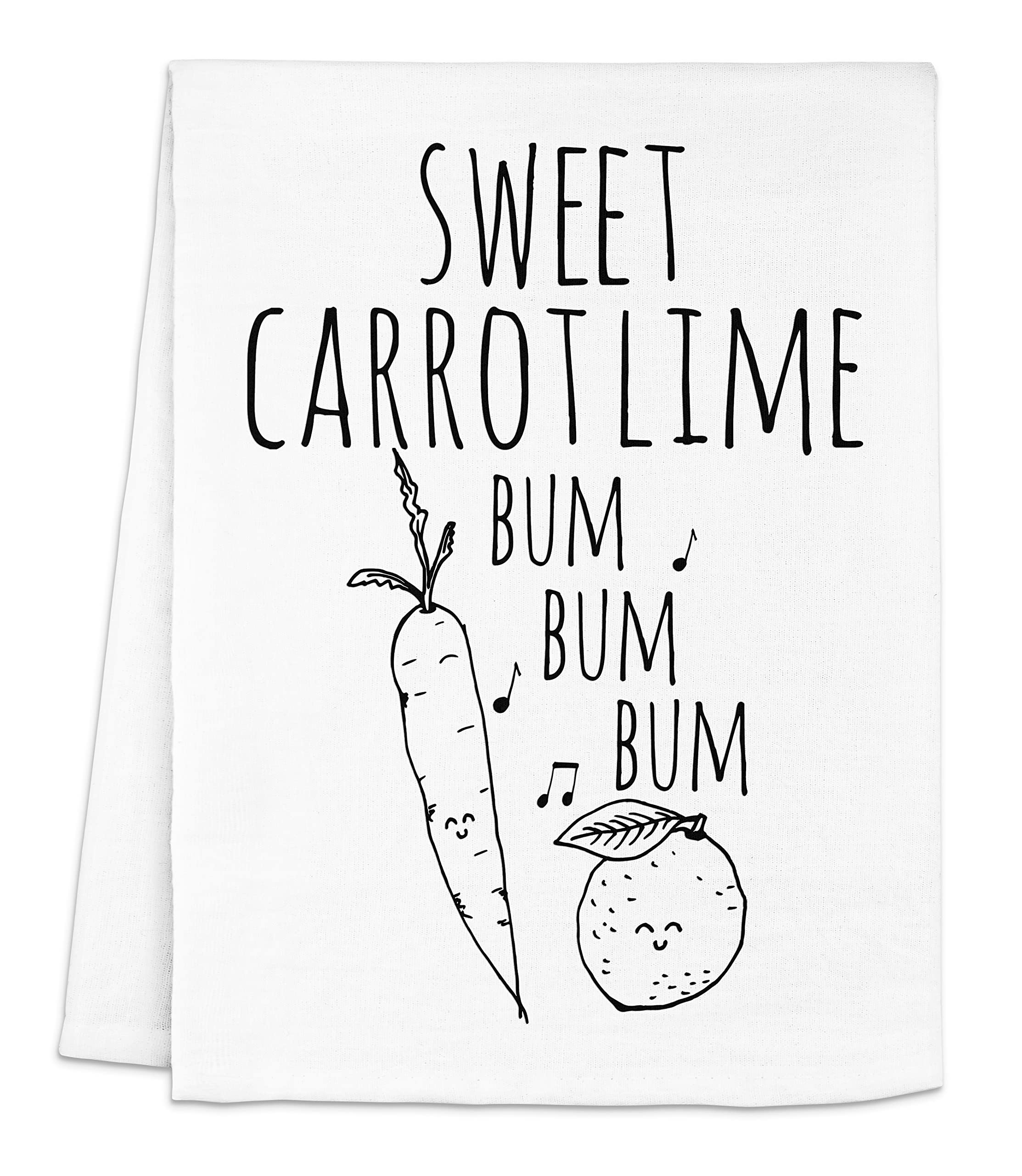 Sweet Carrot Lime Funny Flour Sack Kitchen Towel - Absorbent Cotton Dish Cloth for Farmhouse Decor - Perfect Housewarming Gift & Kitchen Accessory (White) - Ideal for Drying Dishes, Decorating Country Style Kitchens