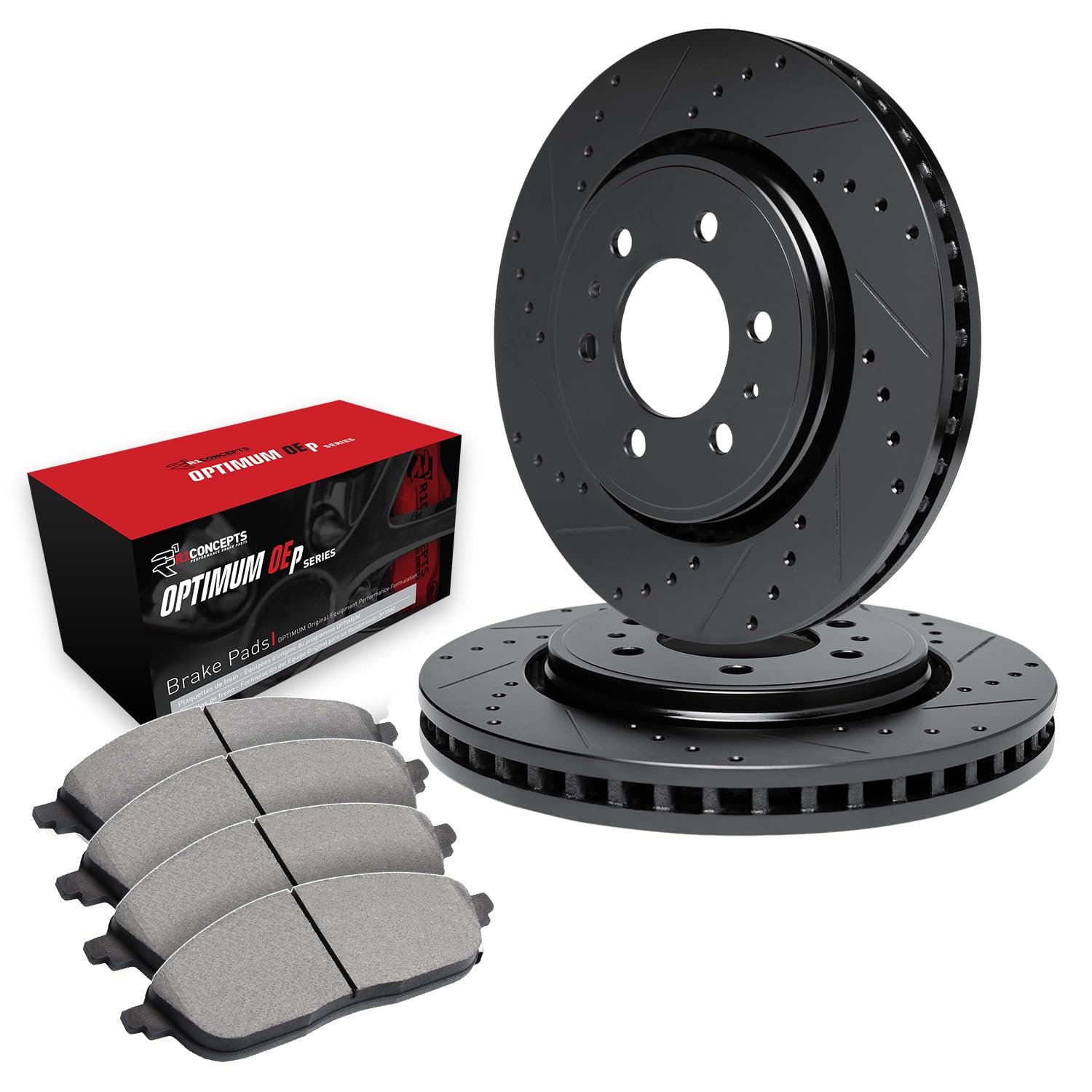 R1 Concepts Rear Brake Pads and Rotors Kit - Semi Metallic Brake Set for 1992-2000 Dodge Viper | High-Performance Braking for Sports Cars & Track Use
