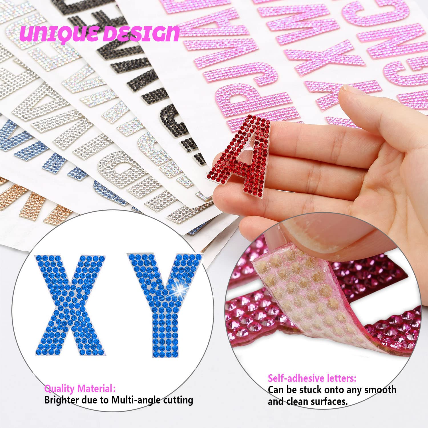 Glitter Rhinestone Alphabet Letter Stickers - 26 Self-Adhesive A-Z Letters for DIY Scrapbooking, Card Making, Nail Art & Home Decor (Blue) - Perfect for Party Invitations, Gift Wrapping & Craft Projects