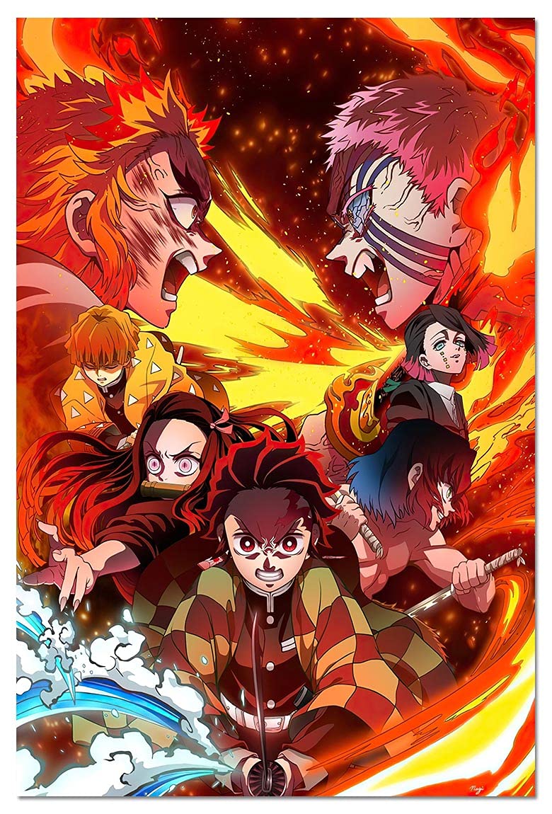 Demon Slayer Anime Poster - Kimetsu No Yaiba Wall Art Print, 12x18 Inch Frameless Decor for Bedroom, Dorm Room, College Aesthetic & Anime Fan Gift | Perfect for Anime Themed Rooms & Otaku Collections