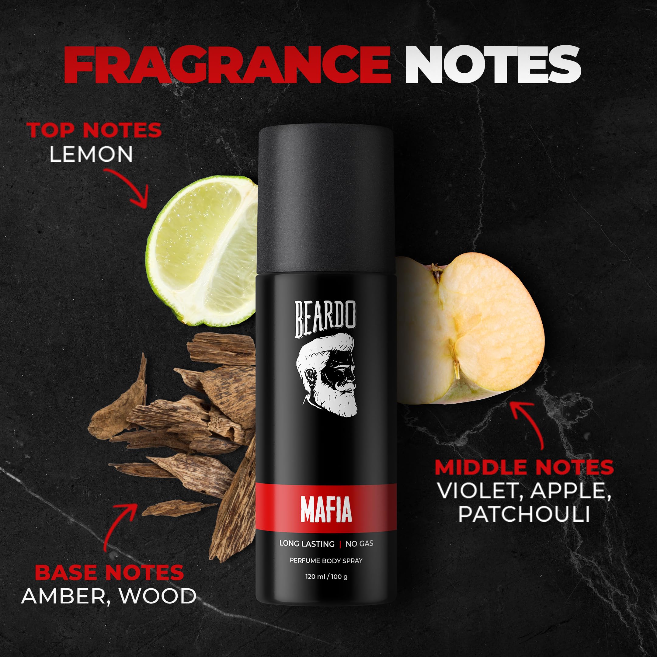 Beardo Mafia & Spy Deodorant Perfume Body Spray for Men (120ml x 2) - Long Lasting No Gas Deodorant with Oriental Woody & Aromatic Fresh Scents - Perfect Christmas Gift for Men & Friends | Gym, Office, Date Night, Travel & Daily Use