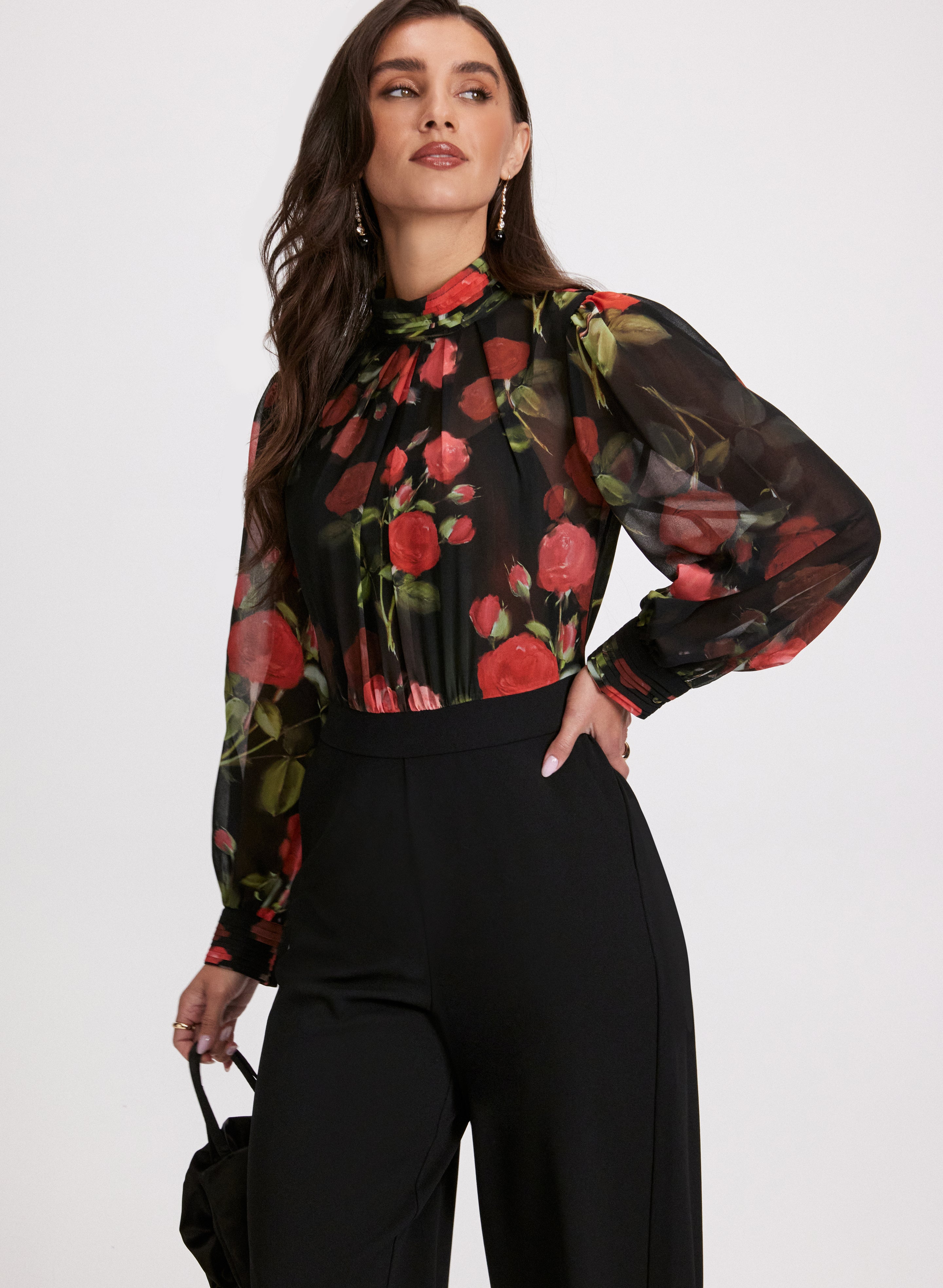 Floral Print Illusion Jumpsuit for Women - Elegant One-Piece Romper with V-Neck & Flowy Design - Perfect for Summer Parties, Weddings & Beach Vacations