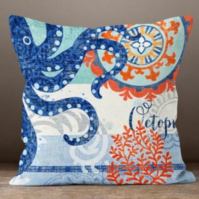 Premium Blue Ocean Print Pillow Covers Set of 4 - Soft Decorative Throw Pillow Cases for Living Room, Bedroom & Sofa