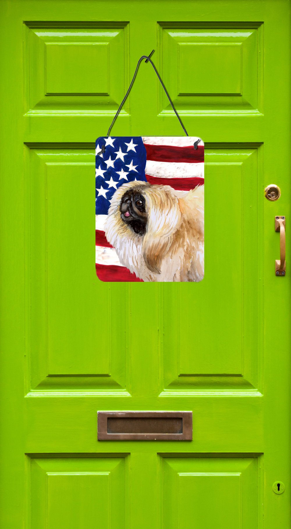 Pekingese Patriotic Wall Decor - 12x16 Aluminum Metal Sign for Kitchen, Bar, Bathroom & Front Door | Caroline's Treasures BB9681DS1216 | Perfect for Home, Office & Pet Lover Gifts