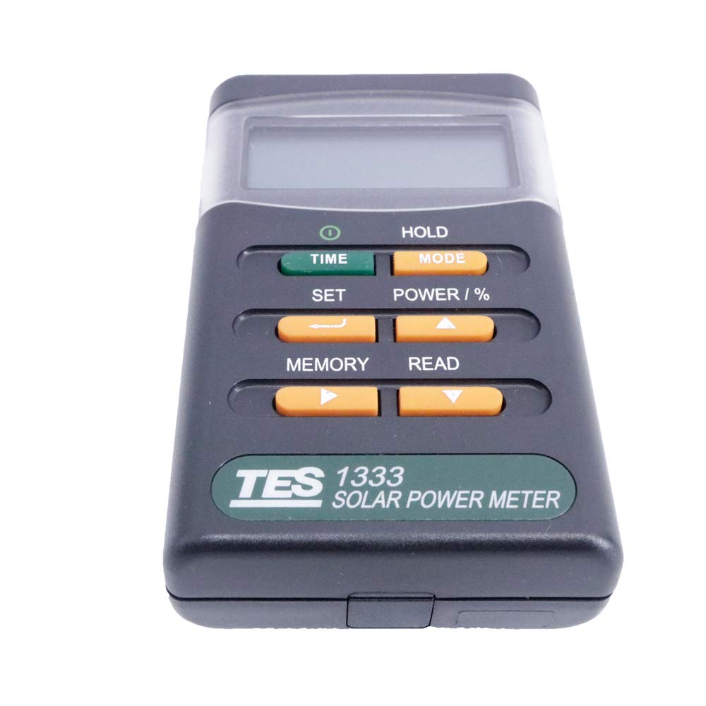 TES-1333 Digital Solar Power Meter - 2000W/m2 Solar Radiation Detector with 400-1100nm Spectral Range | Perfect for Solar Panel Testing, Renewable Energy Research & Outdoor Solar Measurement