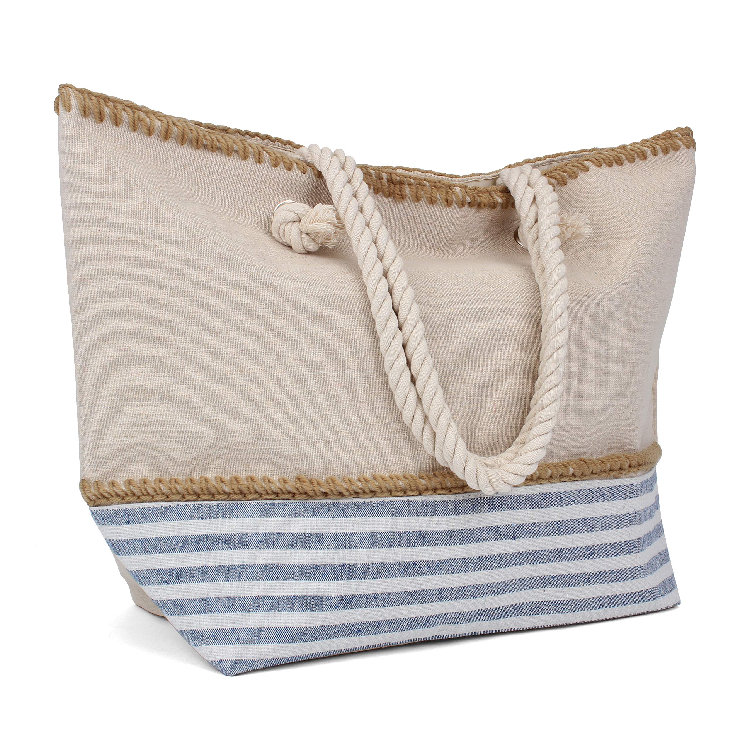 Rutledge & King Large Beach Tote Bag with Rope Handles - Stylish & Spacious Summer Tote for Women - Perfect for Beach, Pool, Shopping & Travel Accessories