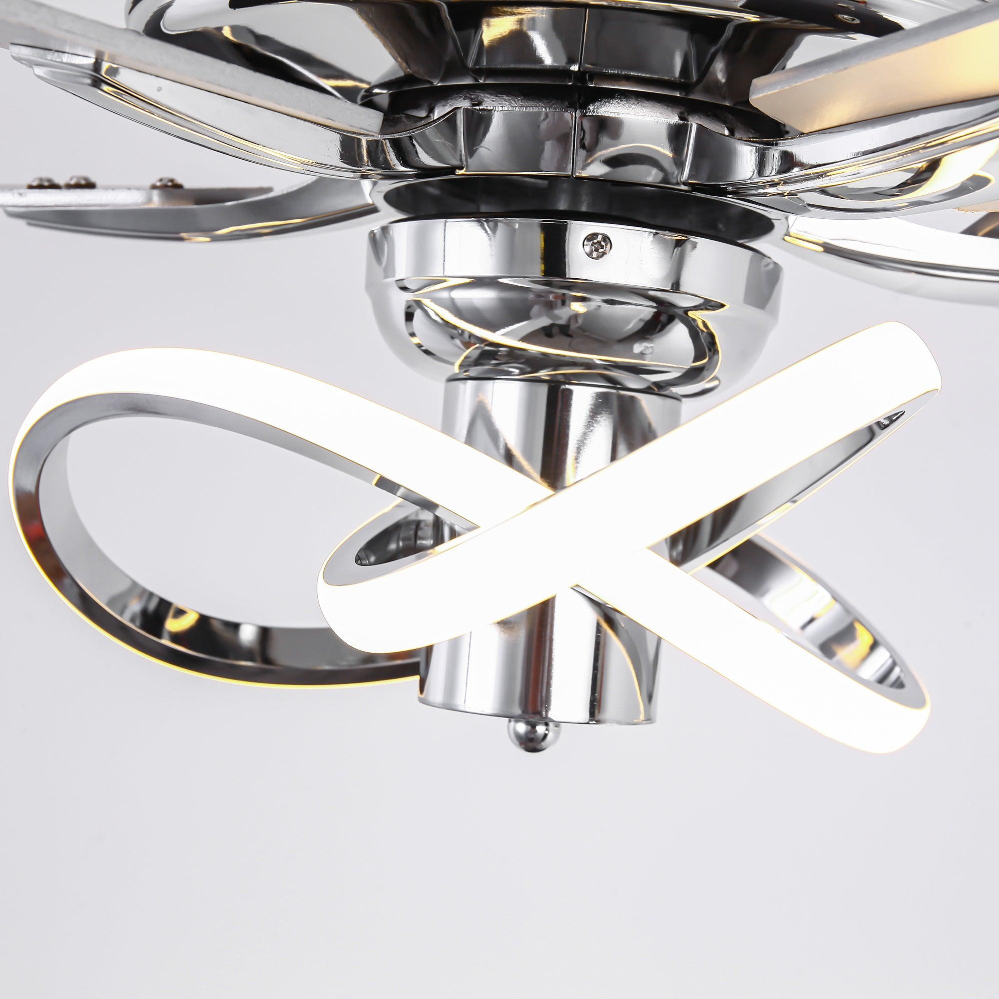 52 Inch Oregon DC Motor Modern Downrod Ceiling Fan with LED Light - Energy Efficient Quiet Operation for Living Room, Bedroom, and Office