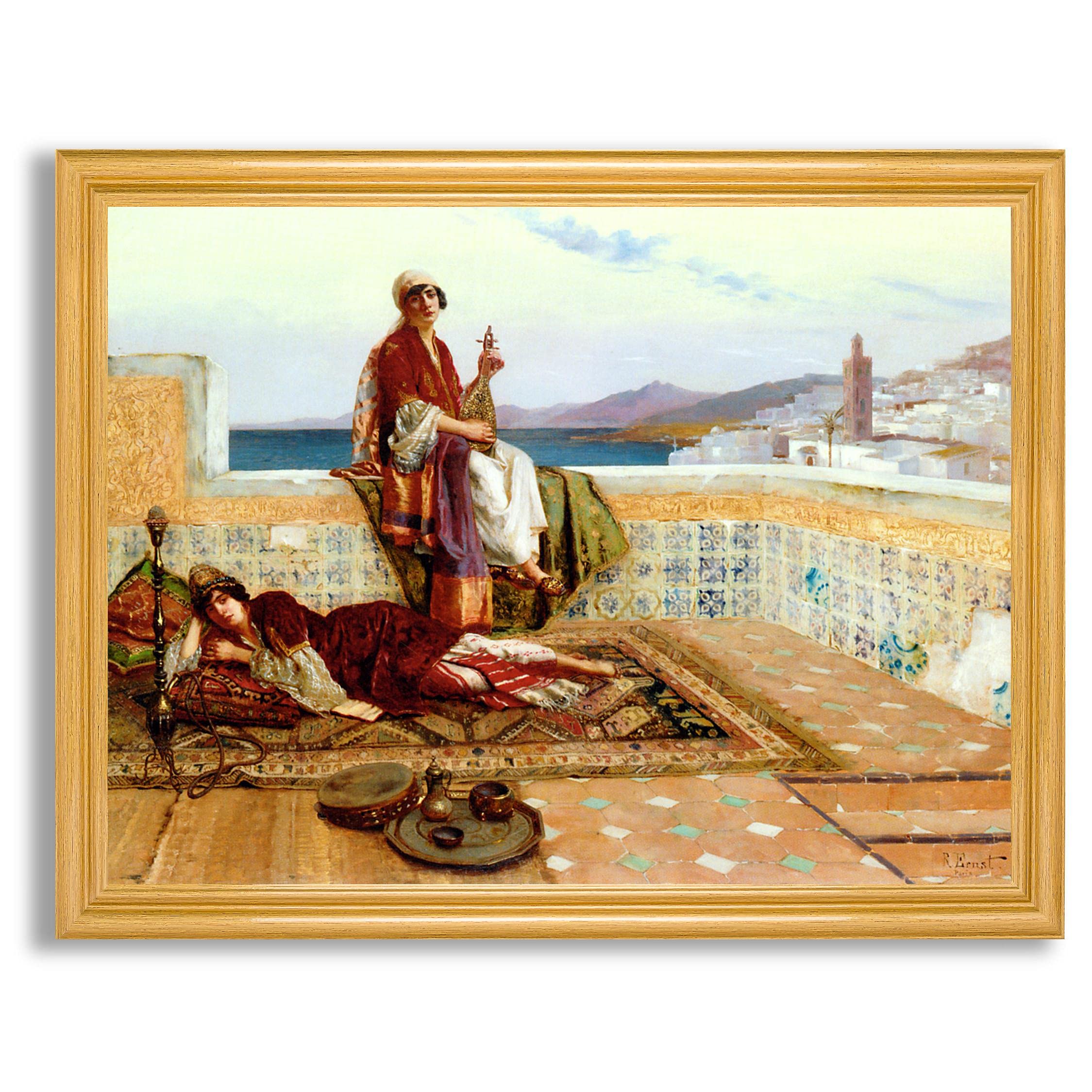 Ernst Rudolf Ladies Tangiers Framed Canvas Wall Art - Fine Art Reproduction Painting in Wood Frame - Home & Office Decor for Bedroom & Living Room - Perfect Gift for Art Lovers & Wall Decor Enthusiasts - Ideal for Creating Elegant Ambiance in Living Spaces
