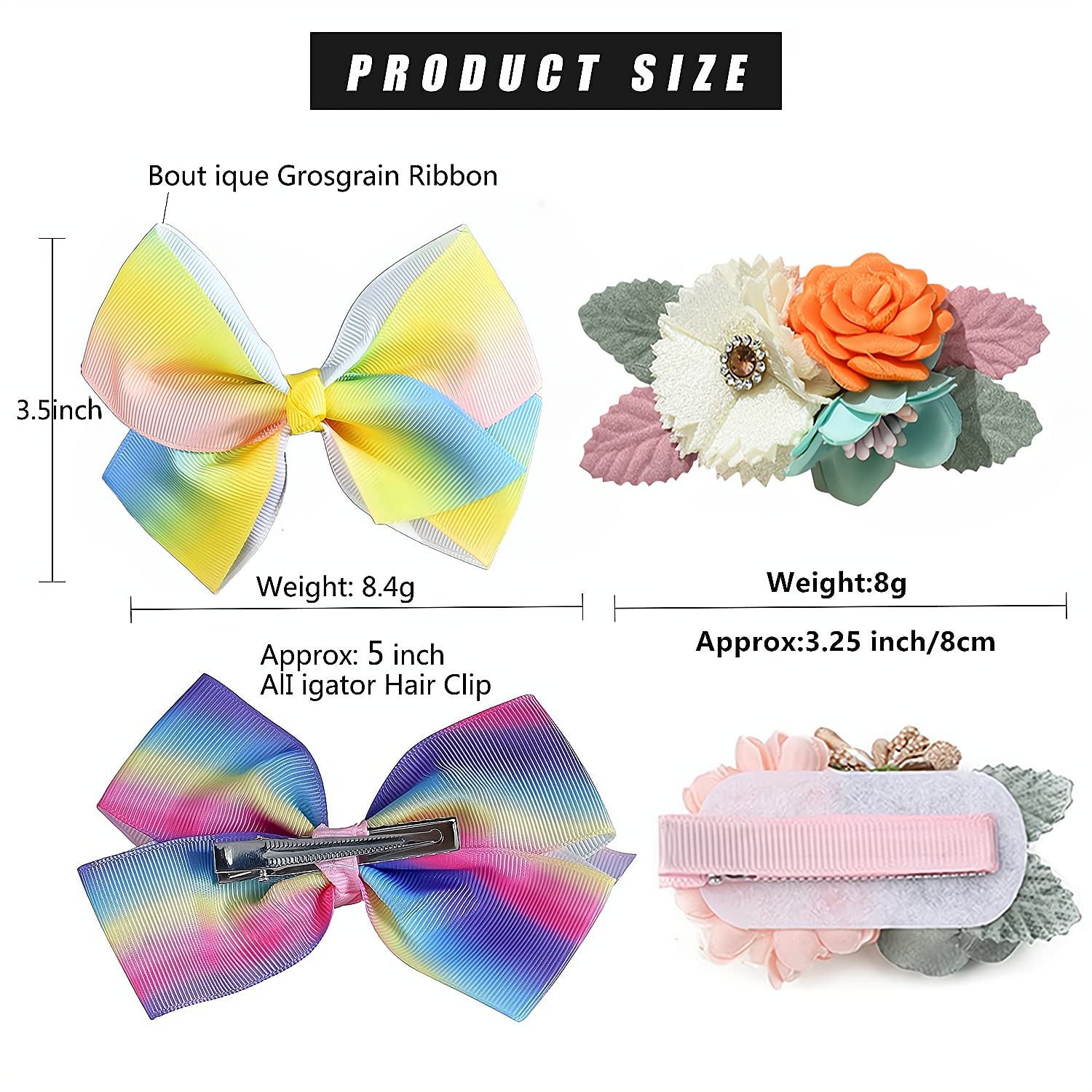 Fsmiling Girls Hair Bows - 11 Pack Alligator Clip Flower Hair Accessories with Grosgrain Ribbon for Valentine's Day, Easter & Parties | Perfect for School, Weddings & Special Occasions