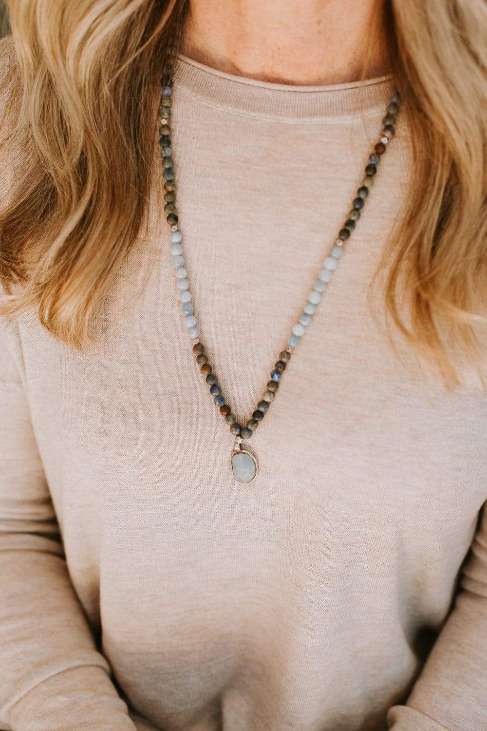 Happiness and Healing Mala Beads - 108 Natural Stone Meditation Bracelet for Stress Relief & Positive Energy | Yoga, Mindfulness & Spiritual Practice Accessory