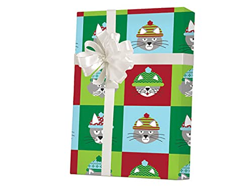 1 Pack Grumpy Cats Wearing Hats Gift Wrap - 18