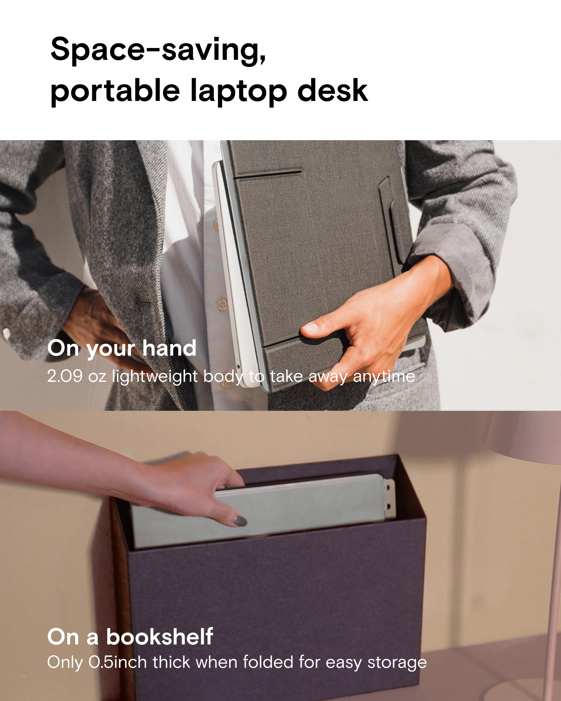 MOFT Z Foldable Laptop Stand - Slim Adjustable Laptop Riser for Desk with 4 Height Settings | Ergonomic Computer Holder for MacBook, Dell, HP (Up to 17