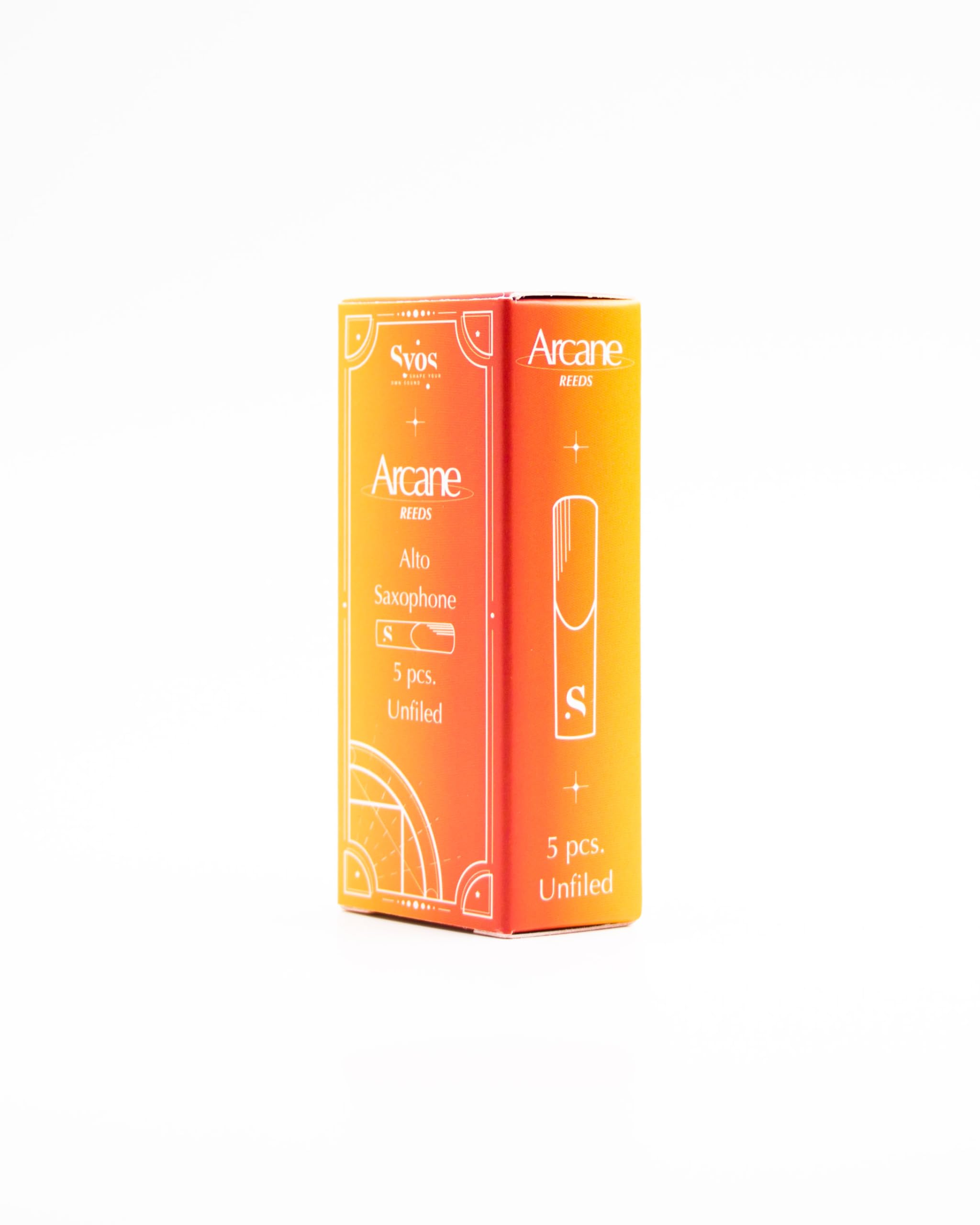 Syos Arcane Alto Saxophone Reeds 3.5 Strength - Premium Unfiled Reeds for Warm & Rich Sound - Easy Control for Beginners & Professionals - Box of 5 - Perfect for Jazz, Classical & Studio Performances