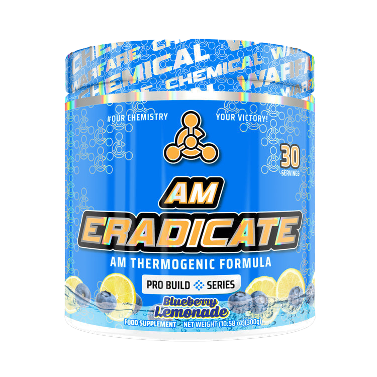Chemical Warfare AM Eradicate 300g Pre-Workout Powder - Blue Lemonade Flavor for Energy & Focus - Ideal for Gym, Bodybuilding & Fitness Training