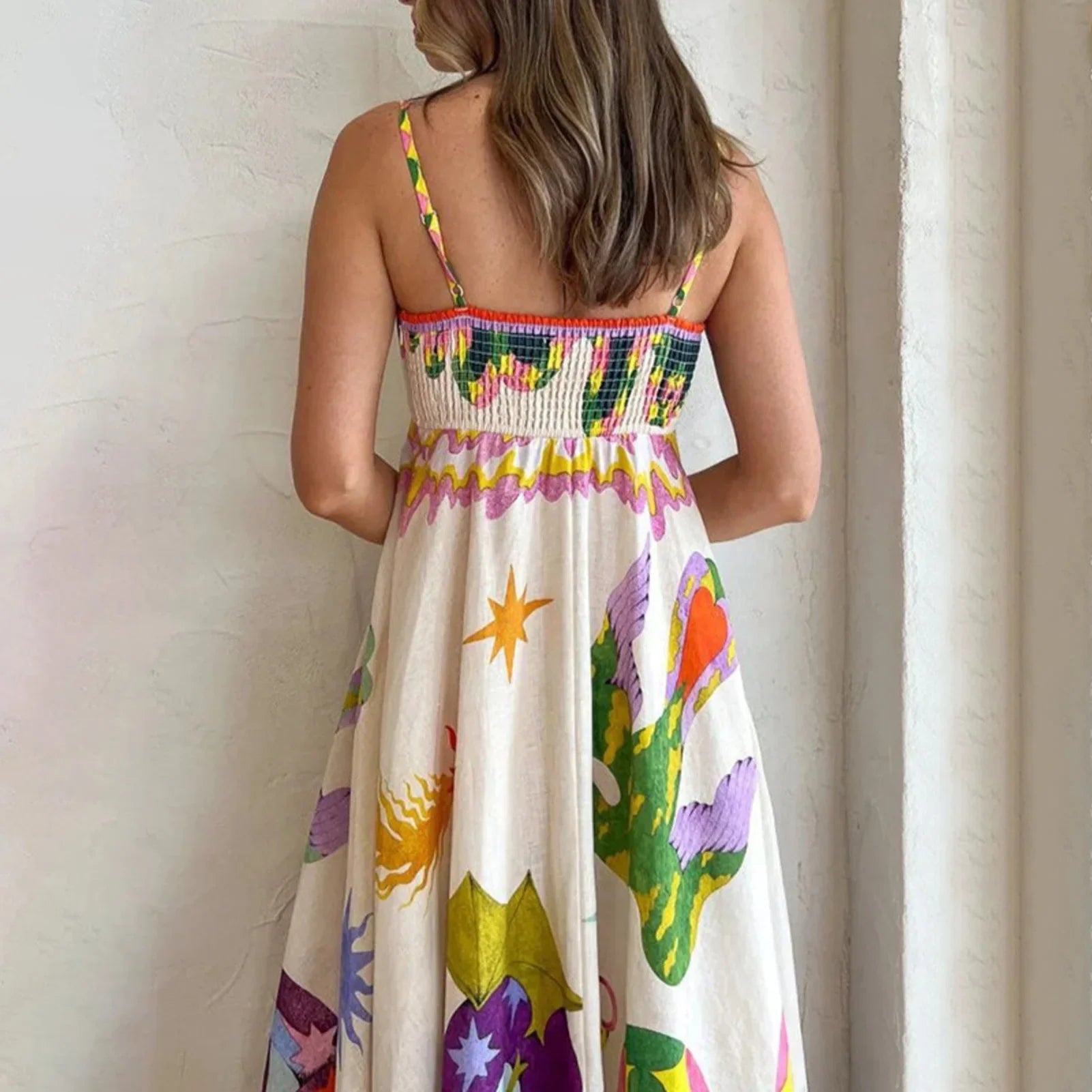 Stylish Long Suspender Dress with Colorful Print - Soft, Comfortable & Versatile Casual Dress - Perfect for Birthday Gifts, Parties, and Everyday Wear
