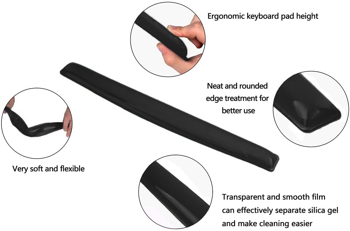 Ergonomic Gel Keyboard & Mouse Wrist Rest Set - Comfortable Support Pad for Office, Gaming & Computer Use - Pain Relief Wrist Cushion for Typing & PC Work (Black) | Perfect for Long Hours at Desk, Home Office & Gaming Setup