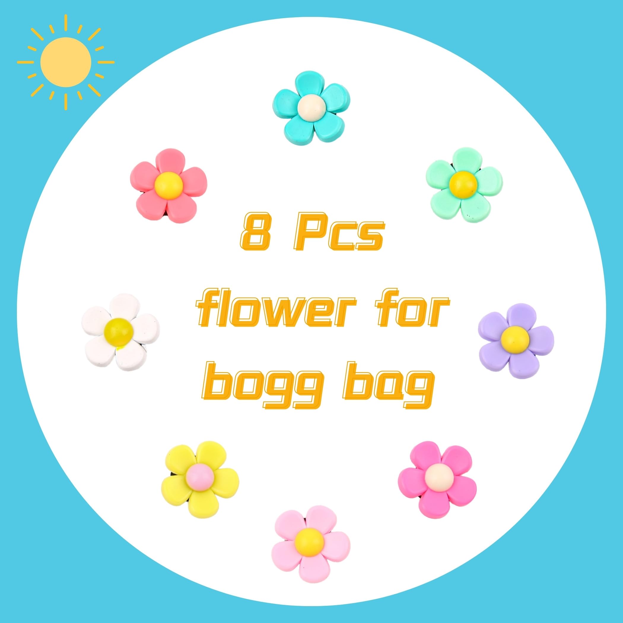 8 Pcs Flower Charms for Bogg Bags - Beach Tote Decor Accessories | DIY Customization for Summer Outings
