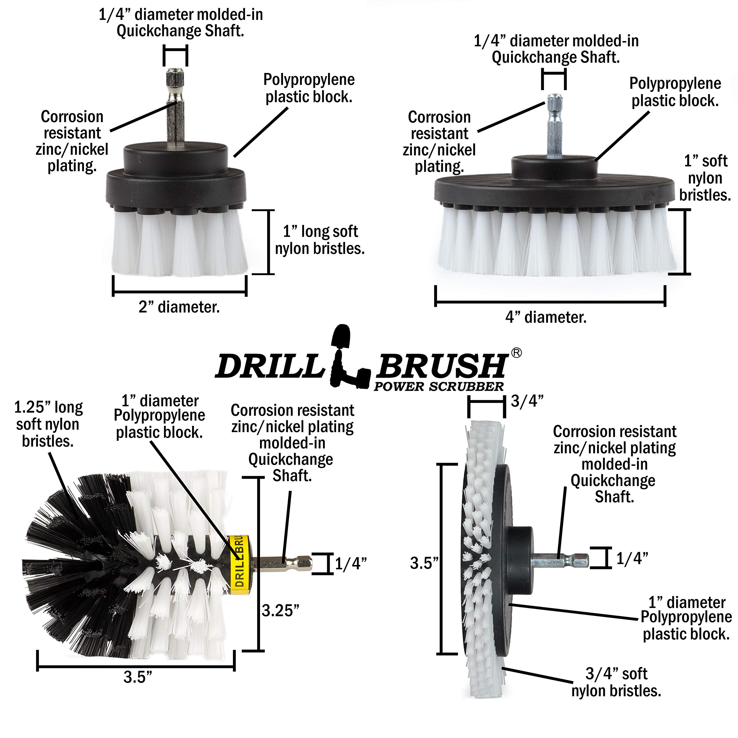 Drill Brush Attachment Set for Windshield & Car Cleaning - Soft Scrub Brush for Glass, Auto Detailing & Carpet Power Scrubbing - Car Wash Accessories Kit (Perfect for Auto Detailing, Interior Cleaning & Windshield Maintenance)