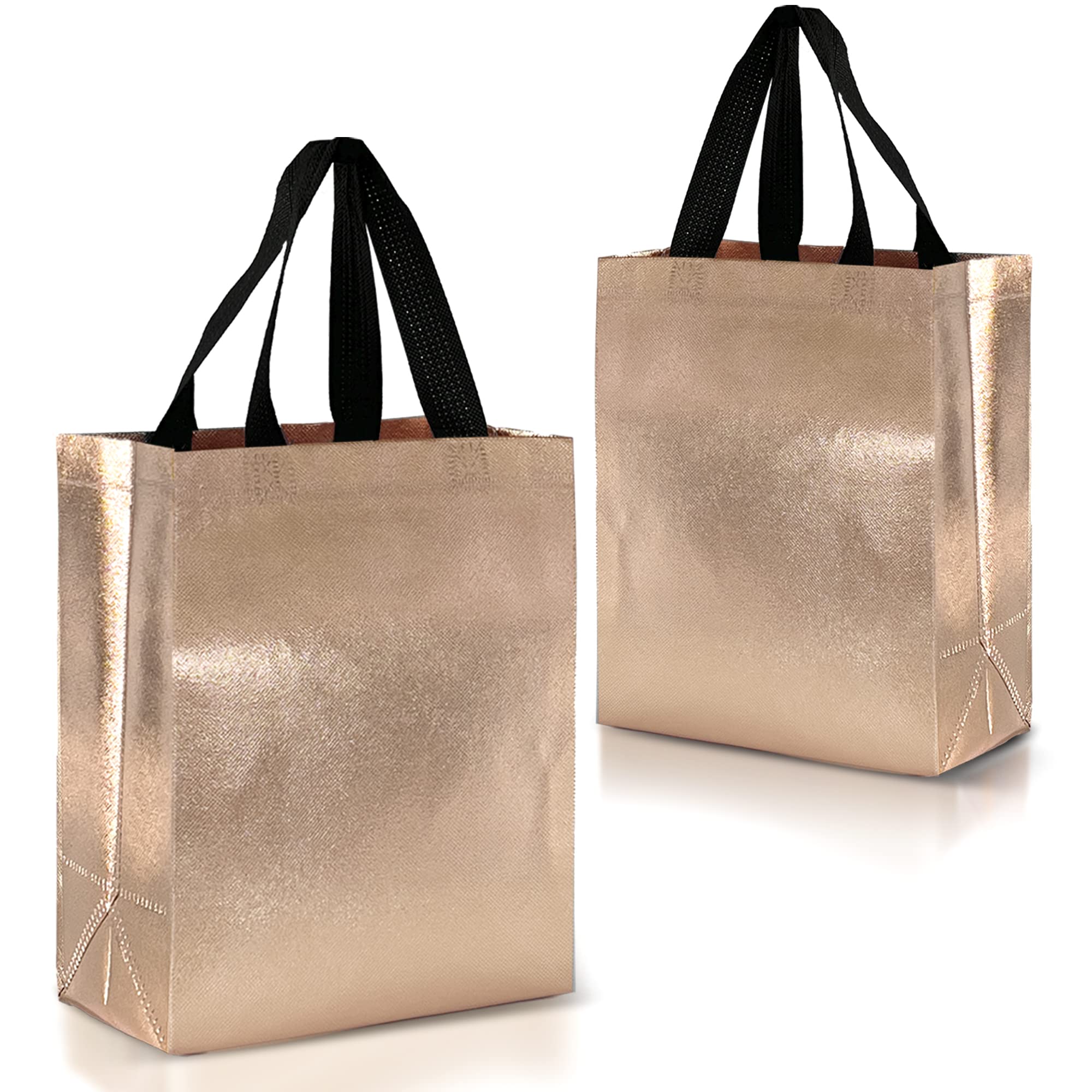 Nush Nush Rose Gold Reusable Gift Bags with Handles - Set of 12 Medium Size (8