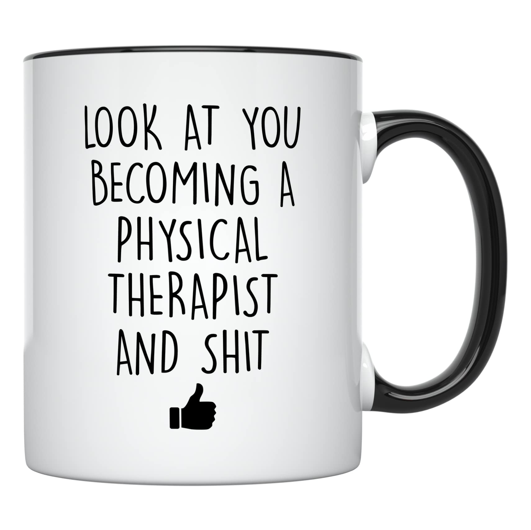 YouNique Designs 11 oz Ceramic Coffee Mug - Black Handle, Dishwasher & Microwave Safe - Perfect for Physical Therapist Graduation Gifts & Daily Office Use
