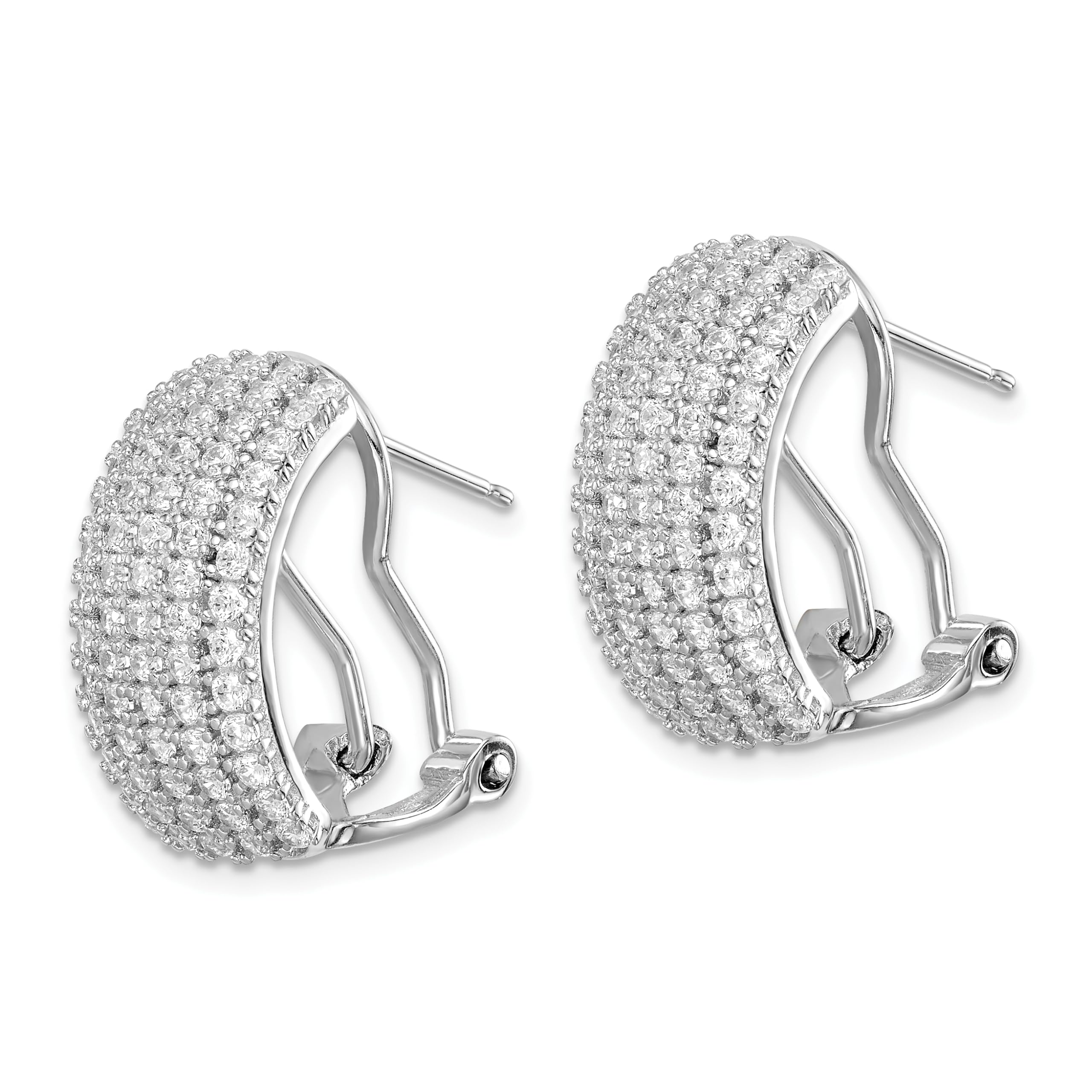 925 Sterling Silver Cubic Zirconia CZ Omega Clip Back Post C Hoop Earrings for Women - Elegant Fashion Jewelry Gift for Party, Wedding & Everyday Wear