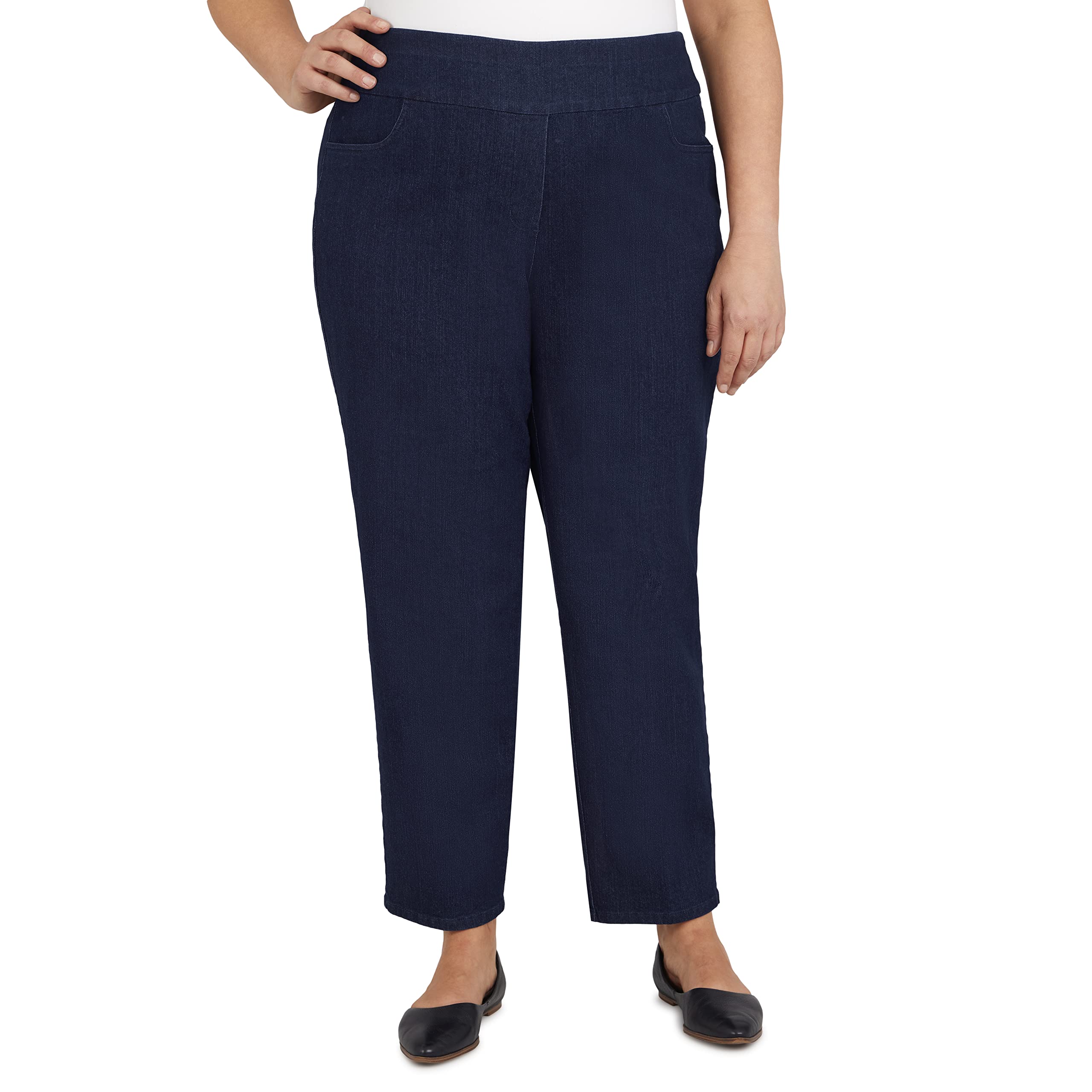 Alfred Dunner Women's Plus Size Super Stretch Mid-Rise Capri Pants - Comfortable & Flattering for Casual Wear, Work & Travel