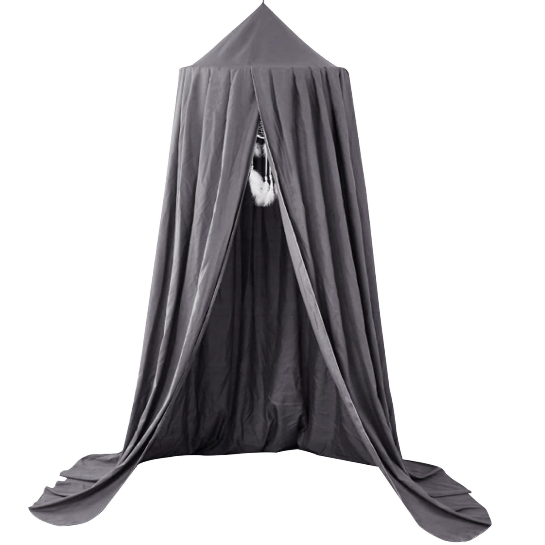 Kids Bed Canopy - Large Decorative Ceiling Hanging Bed Tent with Round Top | Lightproof Punch-Free Polyester Bed Curtain for Girls & Boys | Perfect for Princess Themed Rooms, Sleepovers & Nursery Decor