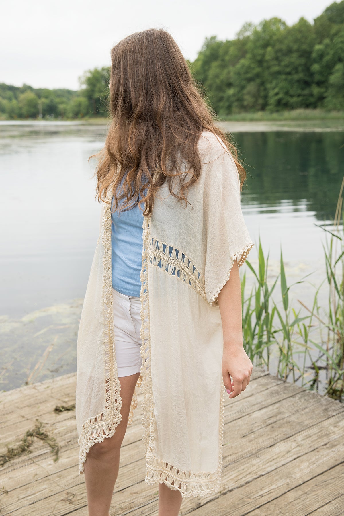 Stylish Costa Crochet Kimono Cover Up - Lightweight Beachwear for Women, Perfect for Poolside, Vacation & Summer Outfits