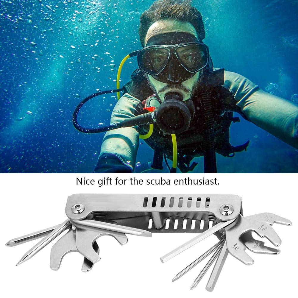 8-in-1 Diving Diver Tool Kit - Portable Folding Allen Key Wrench & Valve Repair Multi Tool for Scuba Gear Maintenance | Perfect for Underwater Equipment Repair, Dive Gear Servicing & Emergency Fixes