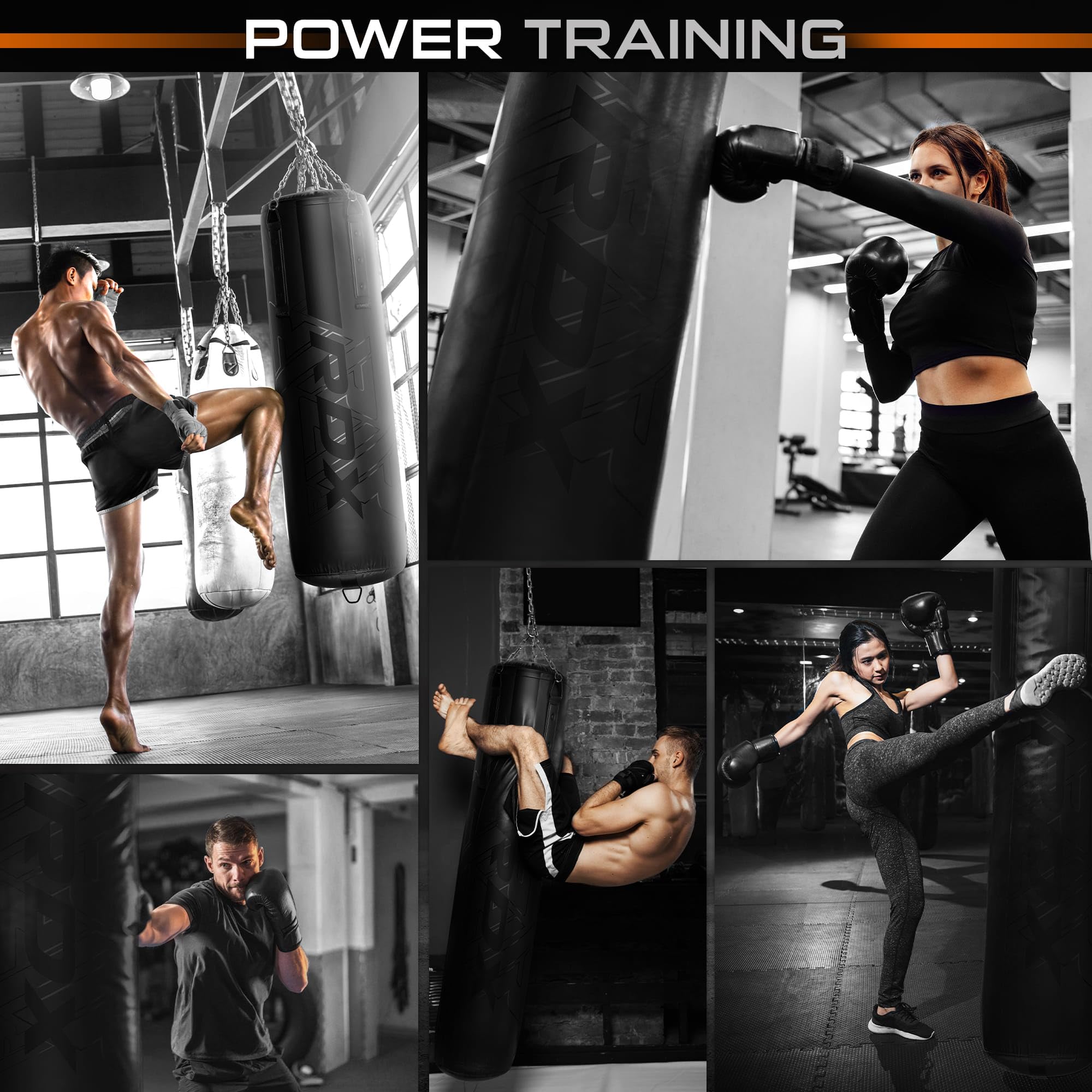 RDX Heavy Duty 5FT Punching Bag for Professional Training - 55lbs Pre-Filled, 110lbs Max Capacity - Boxing Bag Set with Gloves & Steel Hanging Chain - Perfect for Kickboxing, MMA, Muay Thai, BJJ, Karate & Home Gym Workouts - Ideal for Strength Training, Cardio & Combat Sports Practice