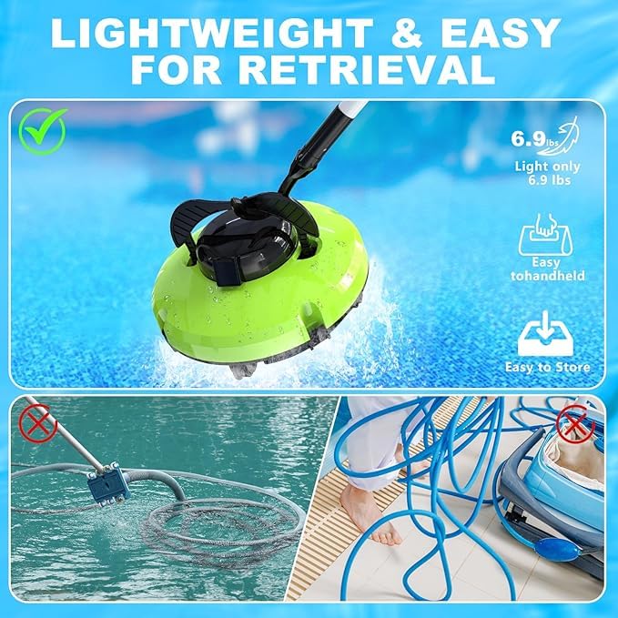 2024 Upgraded Cordless Robotic Pool Cleaner - Automatic Pool Vacuum for Above Ground & In-Ground Pools up to 1000 Sq.Ft, 120 Min Runtime with Auto-Parking (Green) | Perfect for Weekly Pool Maintenance & Seasonal Cleaning