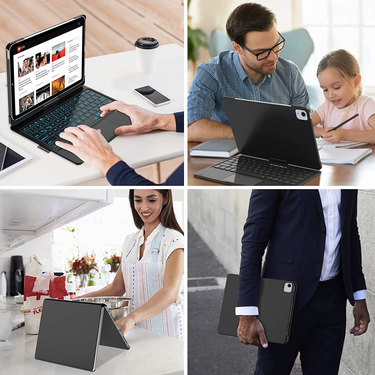 iPad Air 11-inch (M2) 2024 & iPad Pro 11 Keyboard Case with Multi-Touch Trackpad, Rainbow Backlit, 360° Rotatable & Apple Pencil Holder - Compatible with 1st/2nd/3rd/4th Gen & iPad Air 5th/4th 10.9