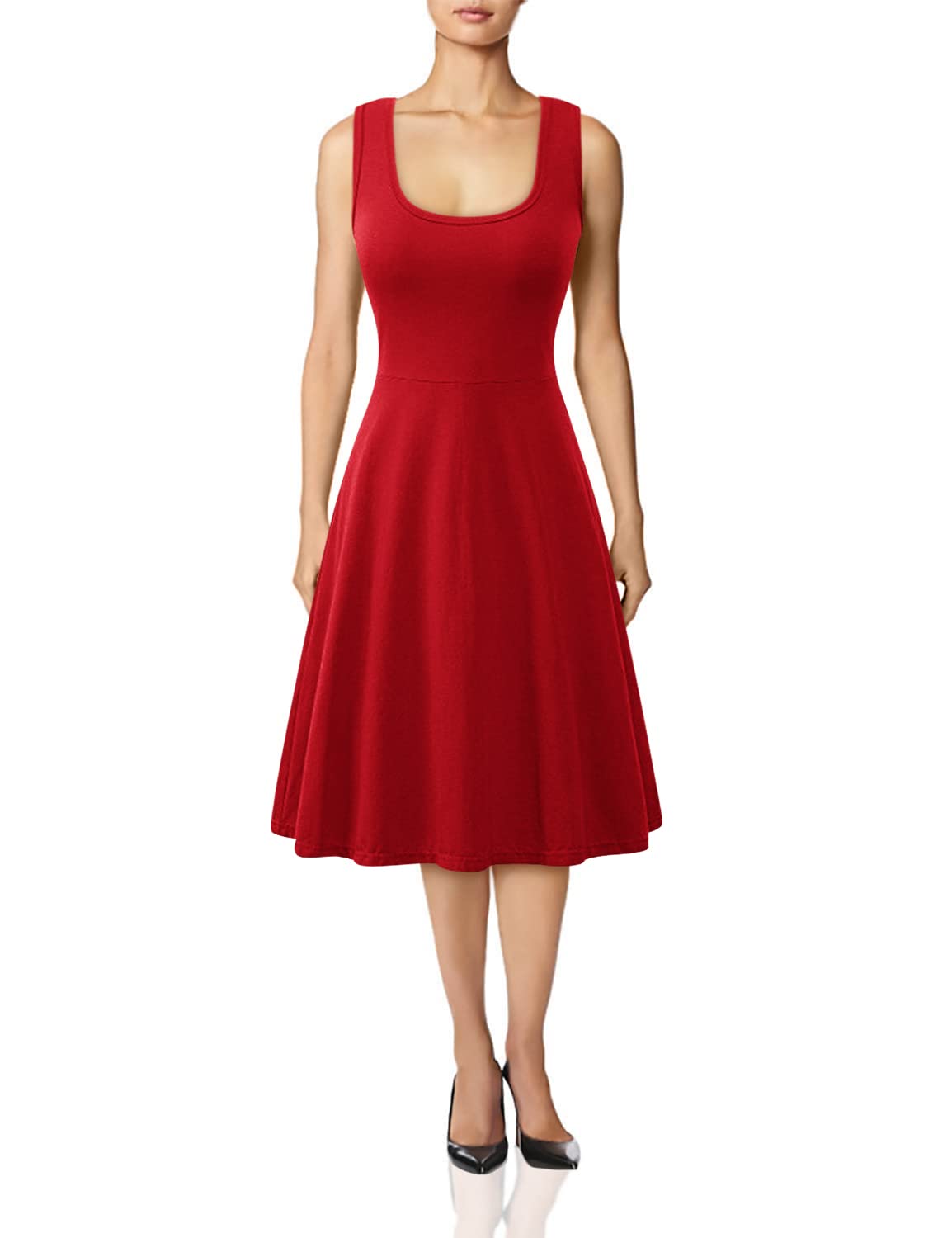 BOFETA Women's Sleeveless Flared Tank Swing Tunic Dress - Summer Casual Loose Fit T-Shirt Dress for Beach, Vacation & Everyday Wear