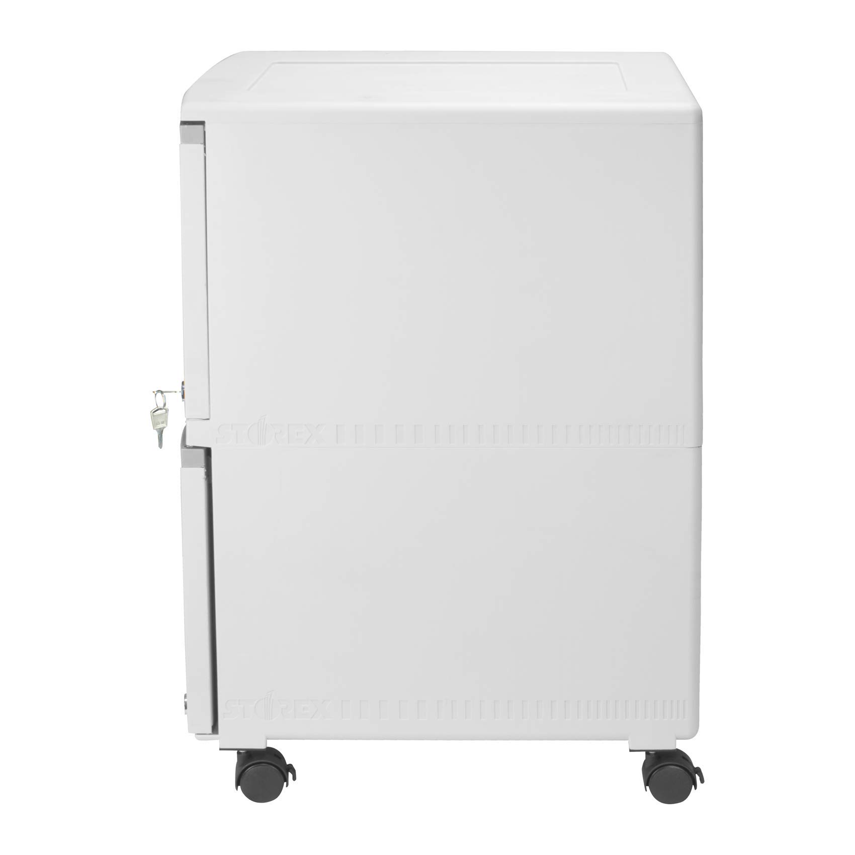 Storex Plastic Two-Drawer File Cabinet with Locking Mechanism - Mobile Document Organizer with Casters for Home Office Organization, Gray, 1-Pack (61310B01C) - Perfect for Storing Legal Files, Tax Documents & Office Supplies