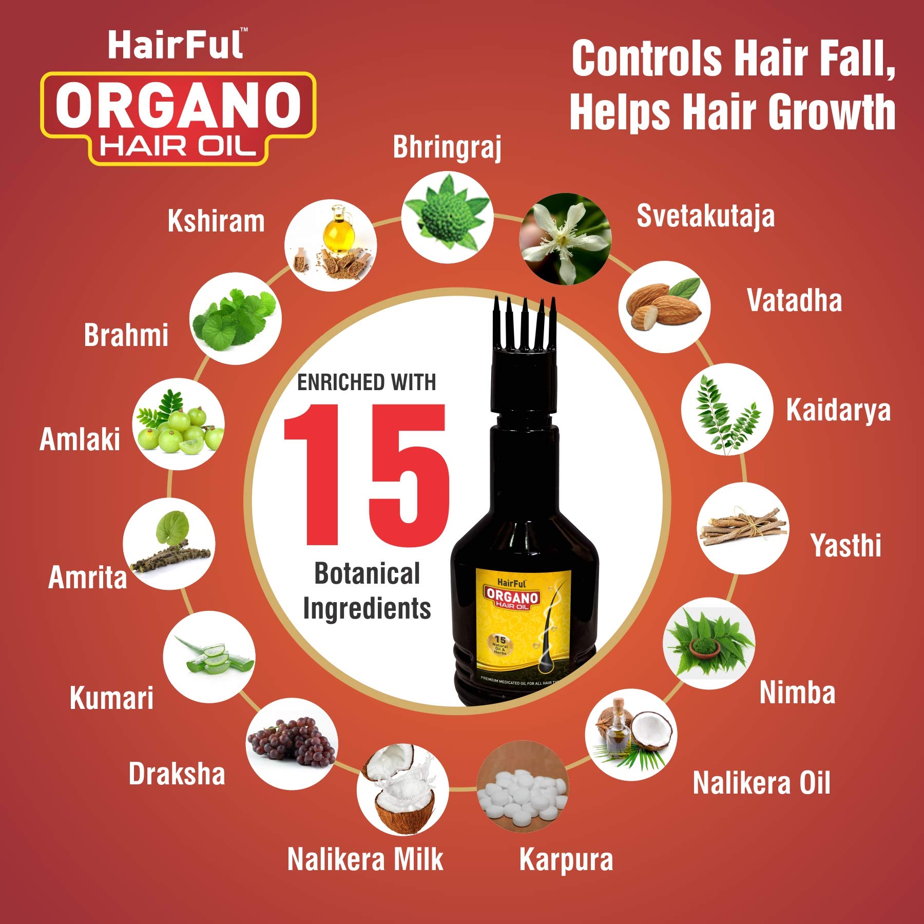 Organic Ayurvedic Hair Oil for Hair Growth & Scalp Health - 100% Natural Hair Treatment with Herbs - Pack of 2 (240ml) - Perfect for Daily Nourishment & Styling