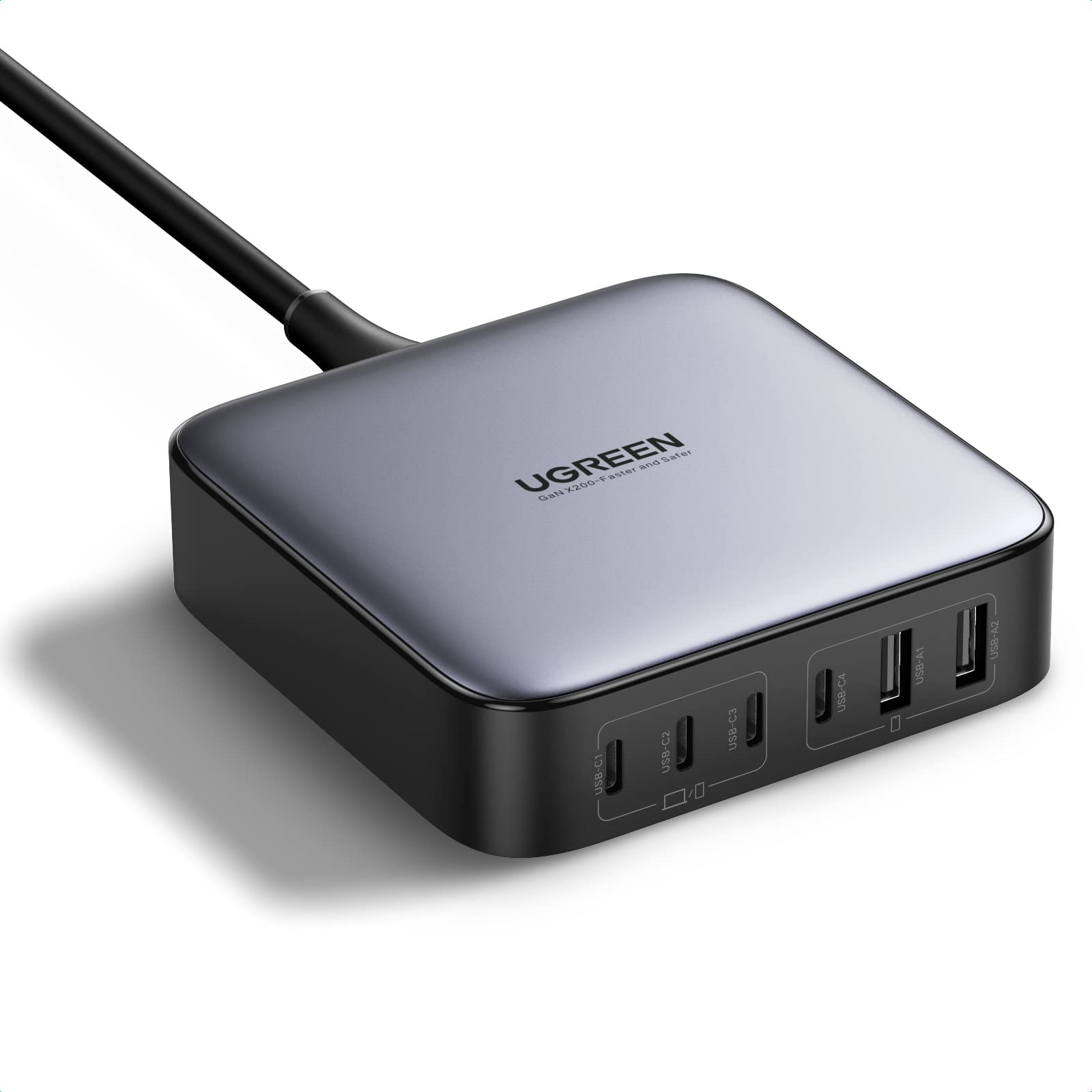 UGREEN Nexode 200W 6-Port GaN Fast Charger Station - USB C Charger for MacBook Pro/Air, iPad Pro/Air, iPhone 16/15/14, Galaxy S24 Ultra, Steam Deck - Perfect for Home Office, Travel & Multi-Device Charging