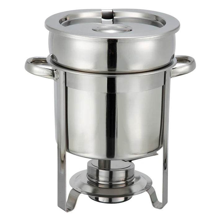 Winco 7 Qt Round Stainless Steel Chafing Dish - Perfect for Buffets, Catering & Party Food Warmers