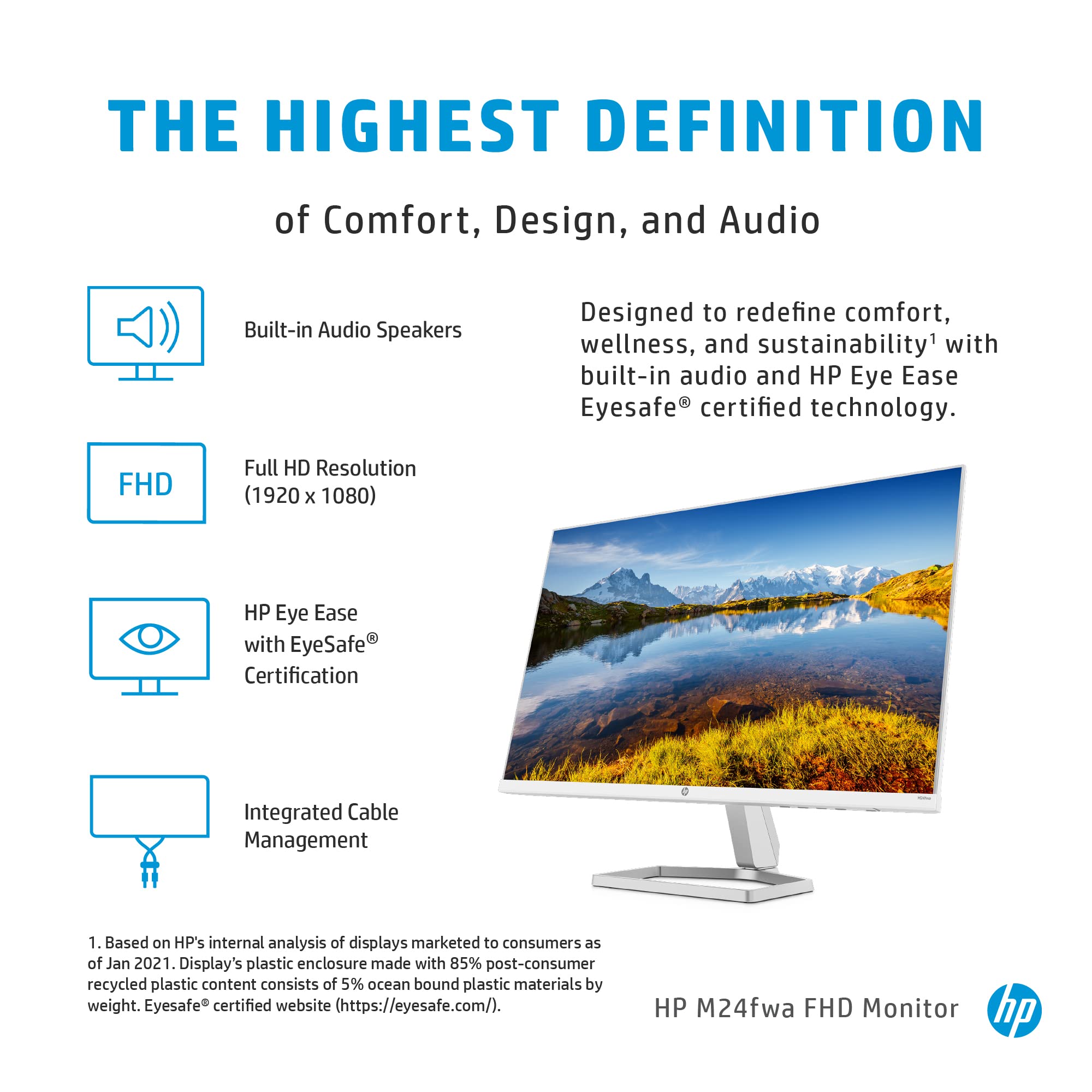 HP M24fwa 23.8-inch Full HD IPS Monitor - 1080p, 75Hz, VESA Mountable, Ultra-Thin Bezel - Perfect for Home Office, Gaming & Productivity