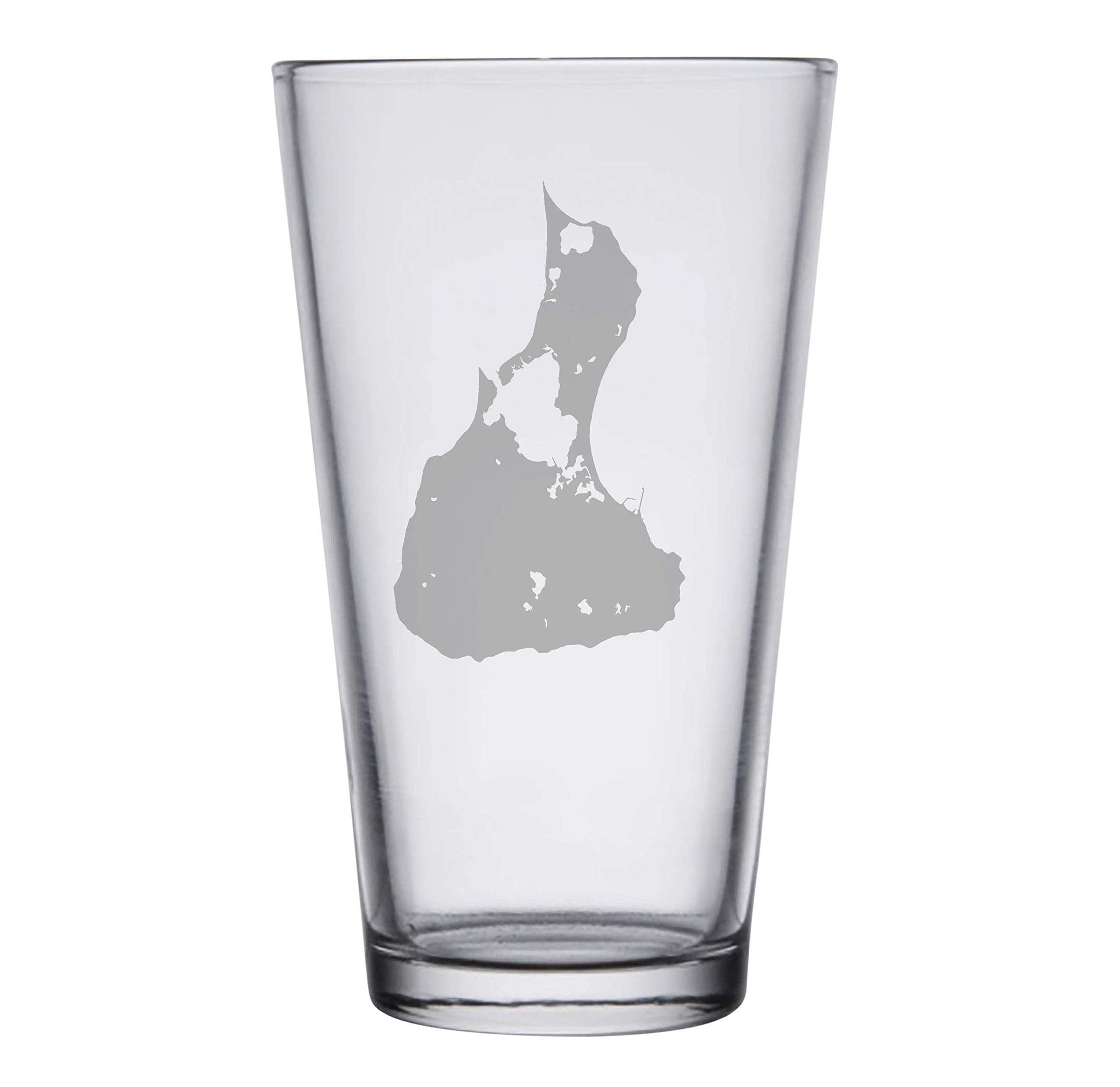 Block Island Map Pint Glasses Set of 2 - 16oz Beer Mugs with Coastal Design - Perfect for Home Bar, Beach House, and Gifts for Sailors & Map Lovers