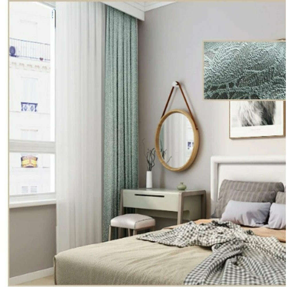 T.B. London Literary Lace Blackout Curtains - Pistachio Green | Elegant Window Treatment for Bedroom & Living Room | Light Blocking & Privacy