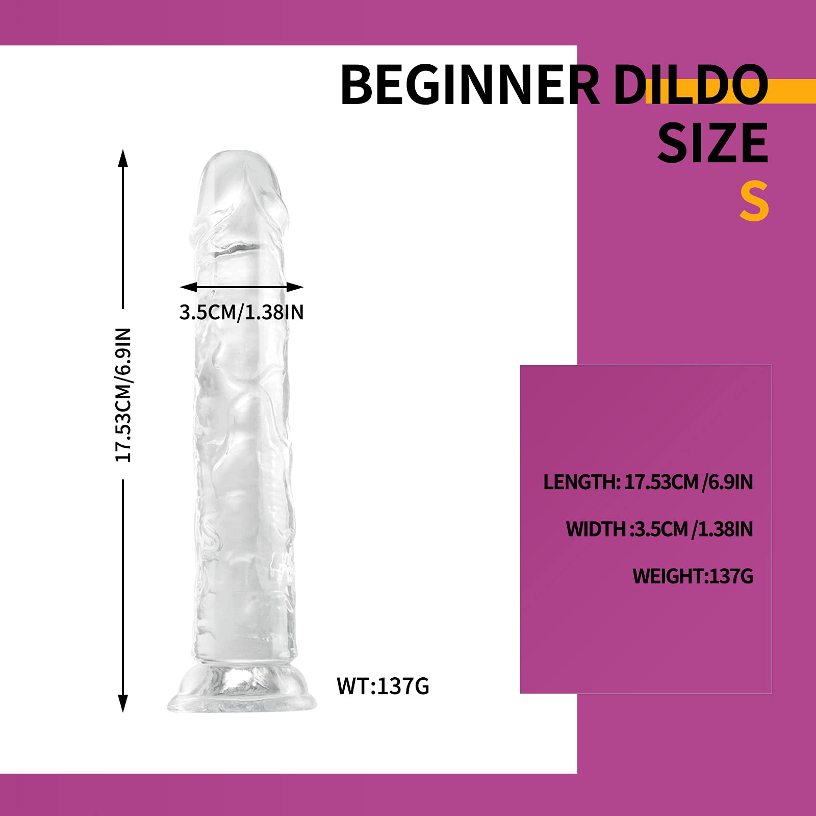7 Inch Realistic Clear Dildo with Strong Suction Cup Base - Adult Sex Toy for Women & Couples - Perfect for Solo Play, Couples Fun & Shower Use
