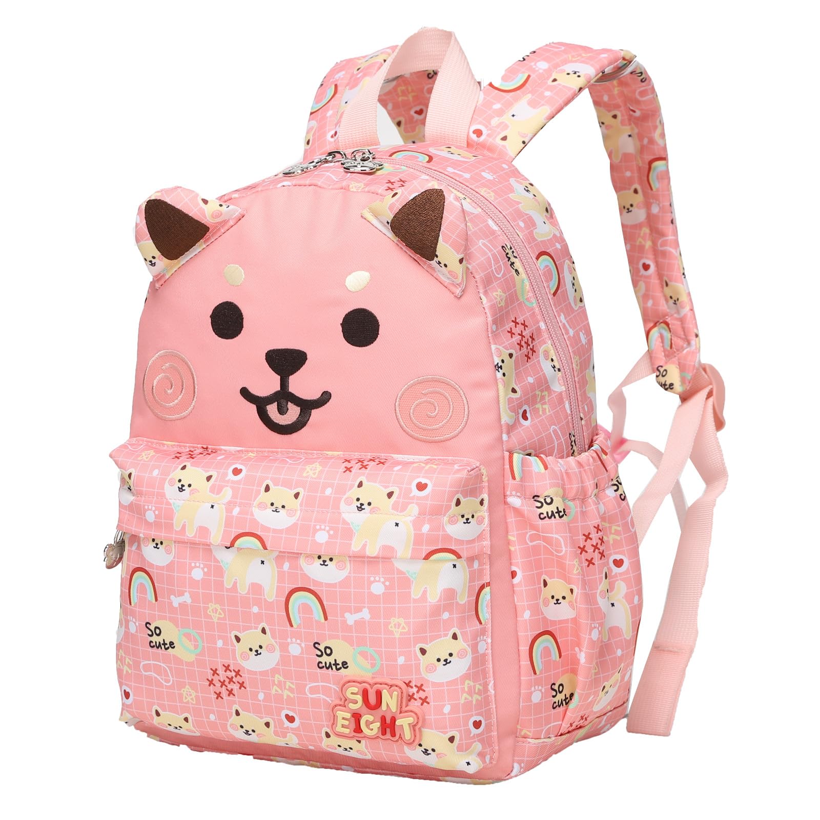 SUN EIGHT Cute Puppy Toddler Backpack for Girls Age 2-5 - Durable Kindergarten & Preschool Backpack for Little Girls - Perfect for School, Daycare, Travel & Outdoor Adventures